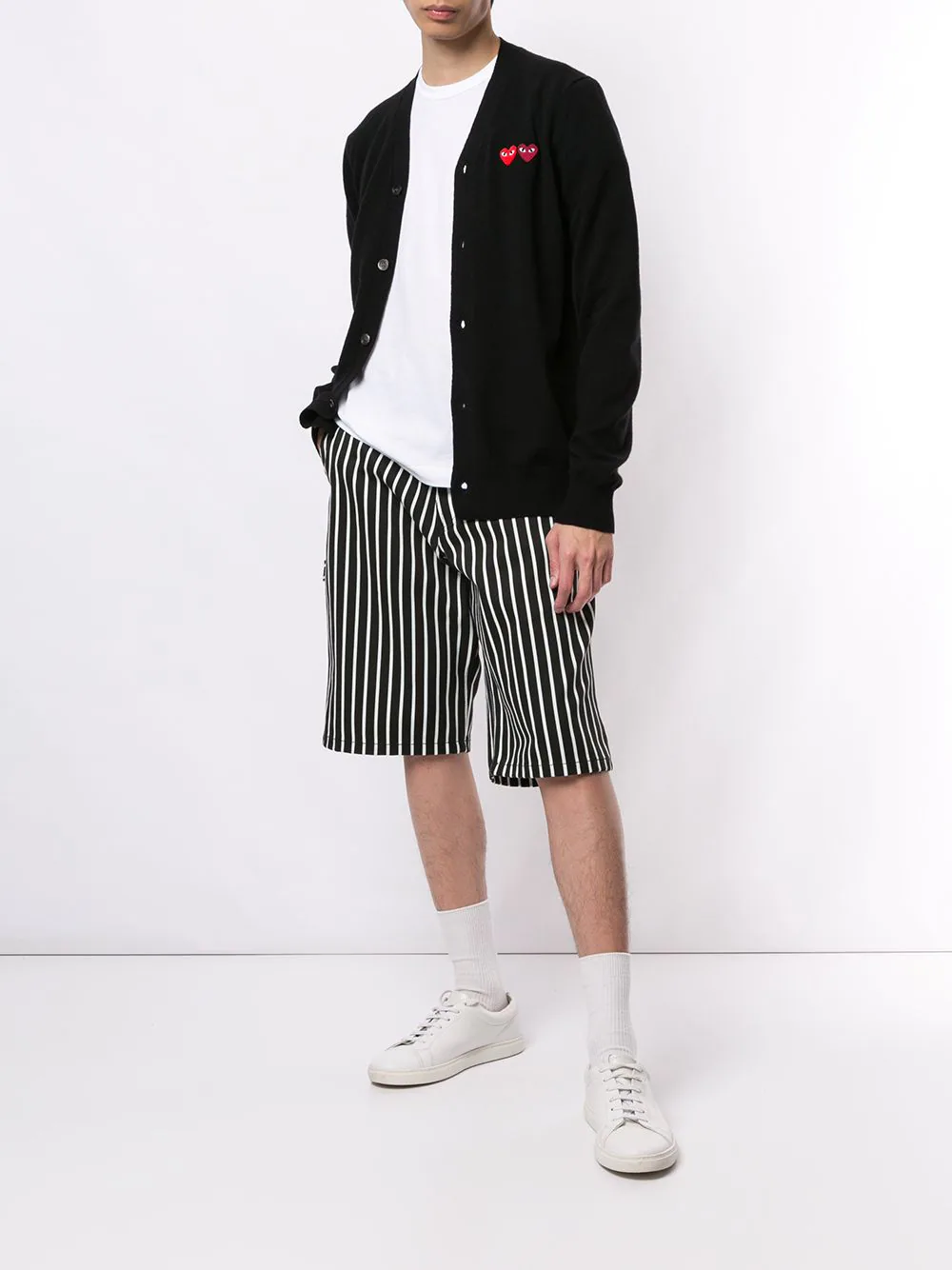 COMME DES GARCONS PLAY Men Small Double Hearts Cardigan