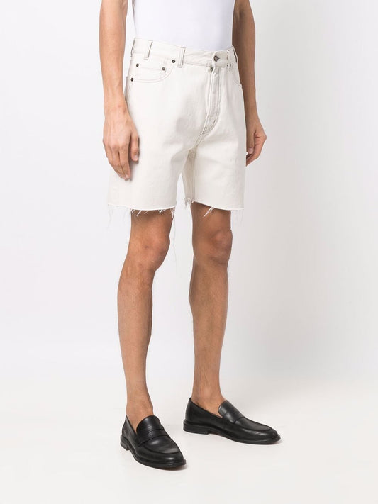 SAINT LAURENT MEN RAW EDGE BAGGY DENIM SHORTS