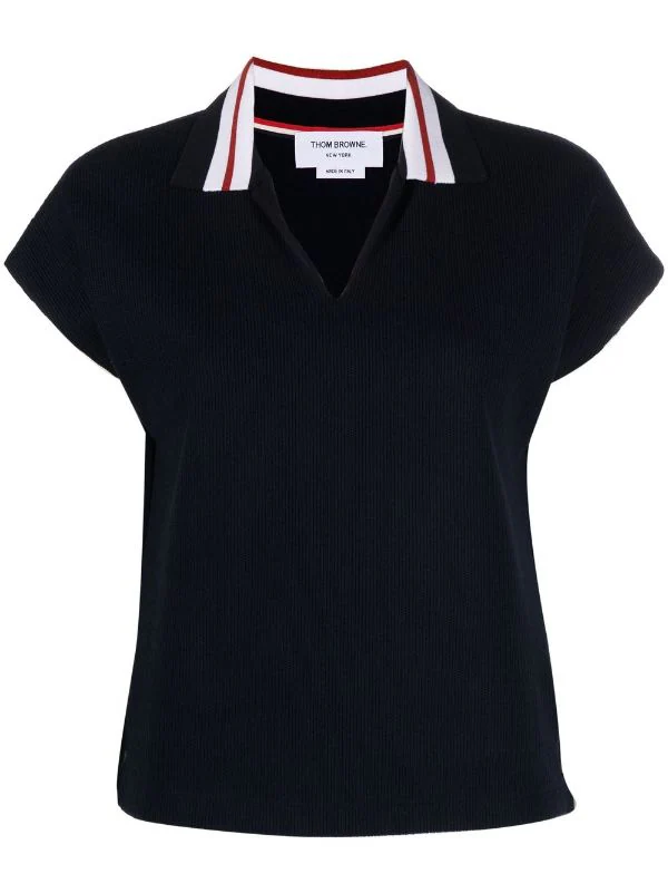 THOM BROWNE Women Cricket Striped SS Polo Shirt