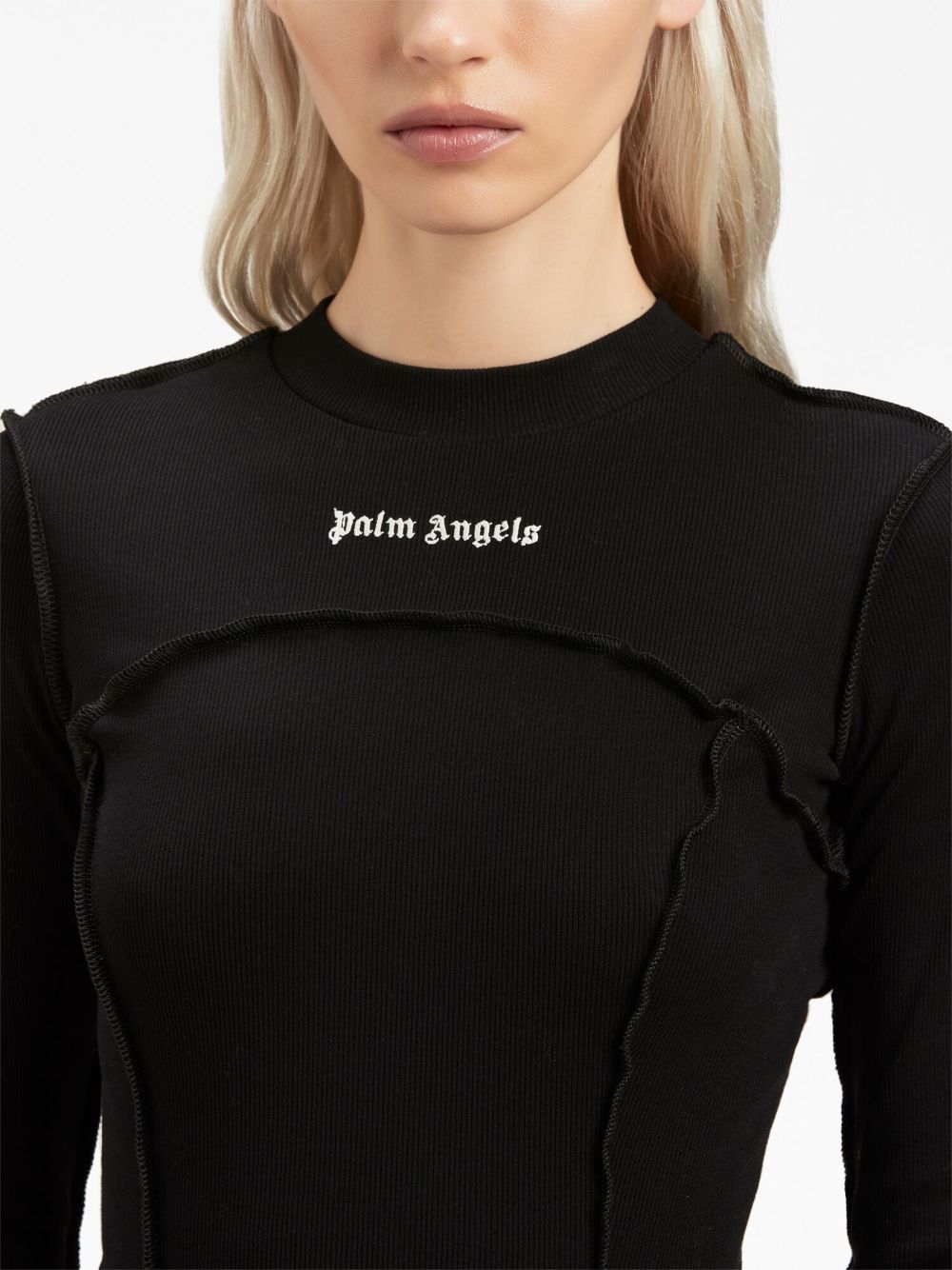 PALM ANGELS Women Logo Long Sleeve Rib Dress