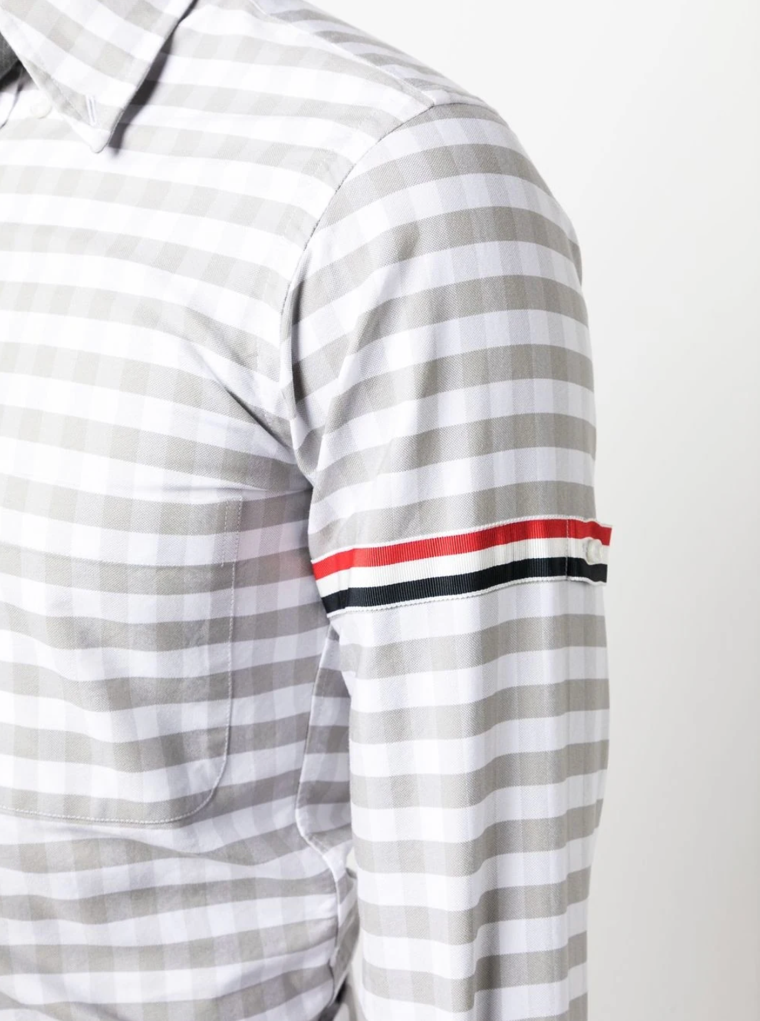 THOM BROWNE Men Classic Fit PC L/S Shirt W/ GG Armband In Gingham Check Oxford