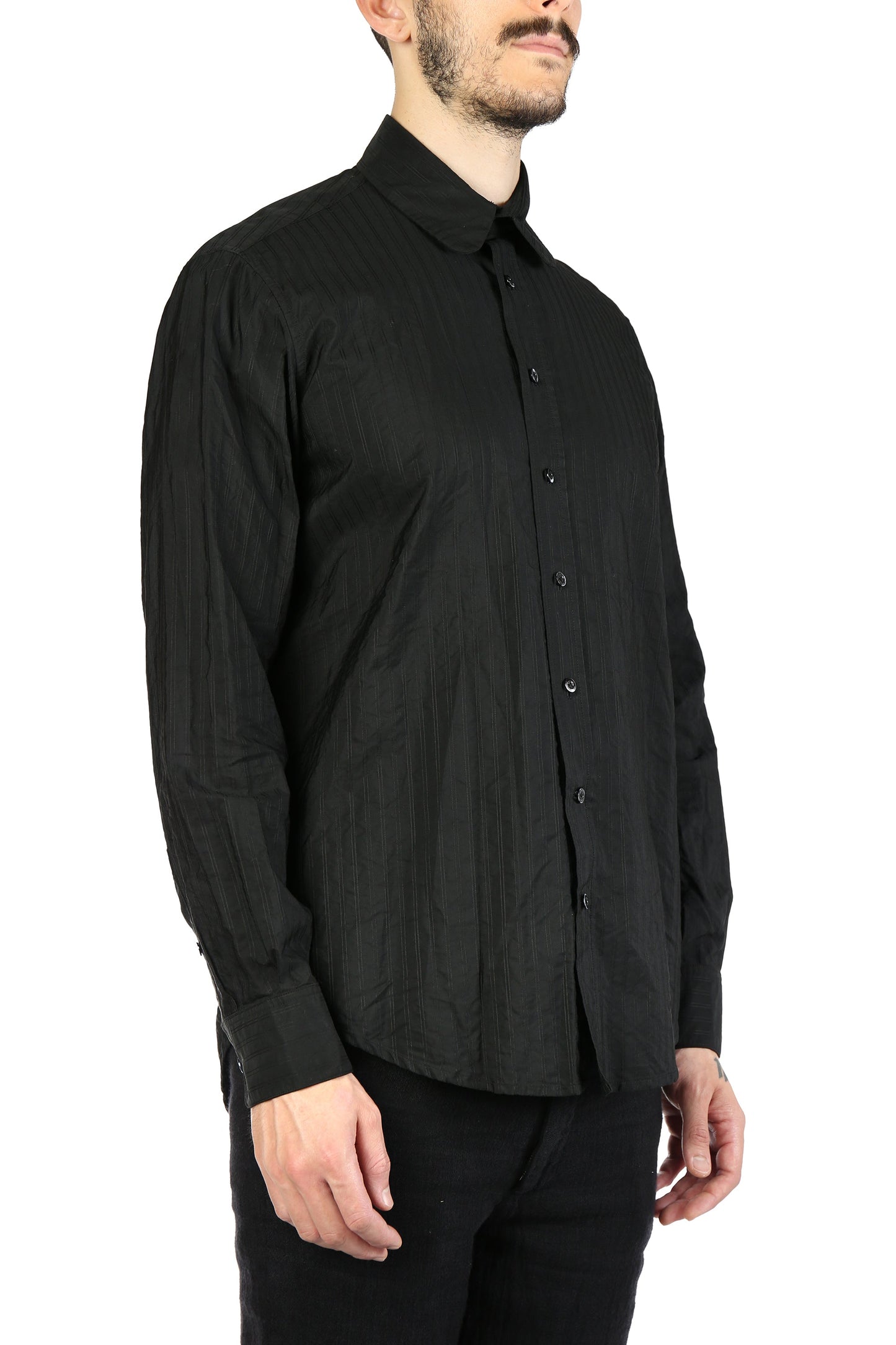 GEOFFREY B SMALL Men Handmade Classic Tailored Shirt With Rounded Point Collar W/Handmade Buttonholes And Buttons