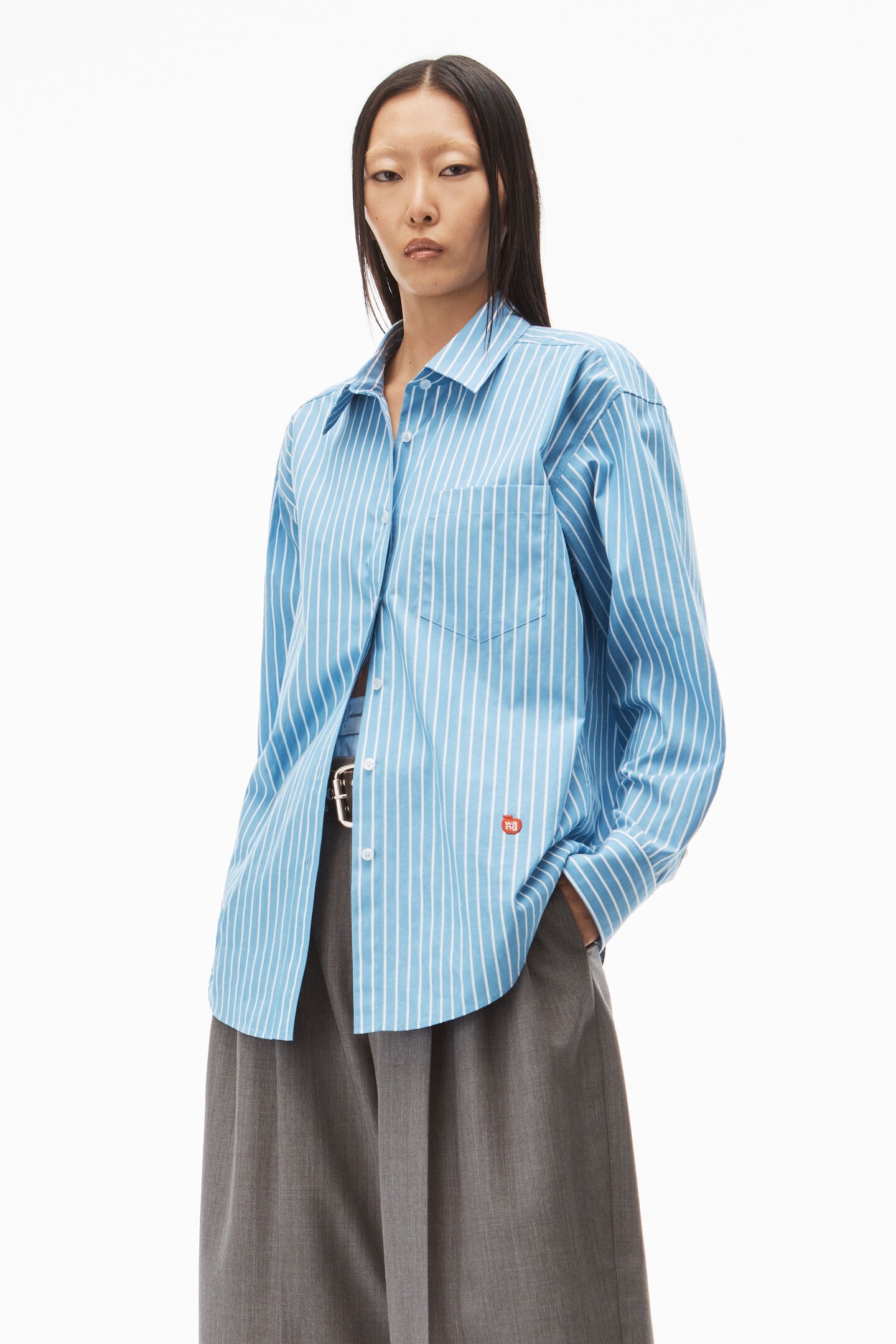 T BY ALEXANDER WANG Women Apple Patch Boyfriend Shirt