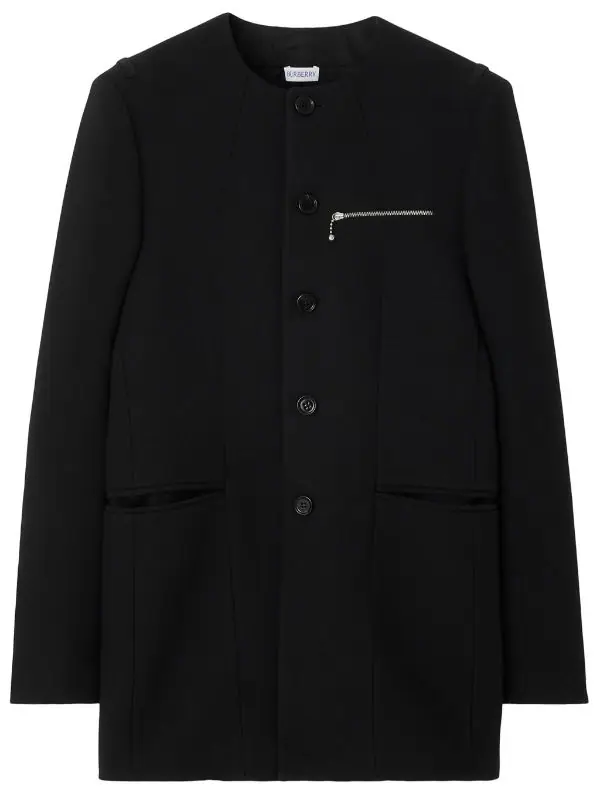 BURBERRY Men Wool Collarless Jacket