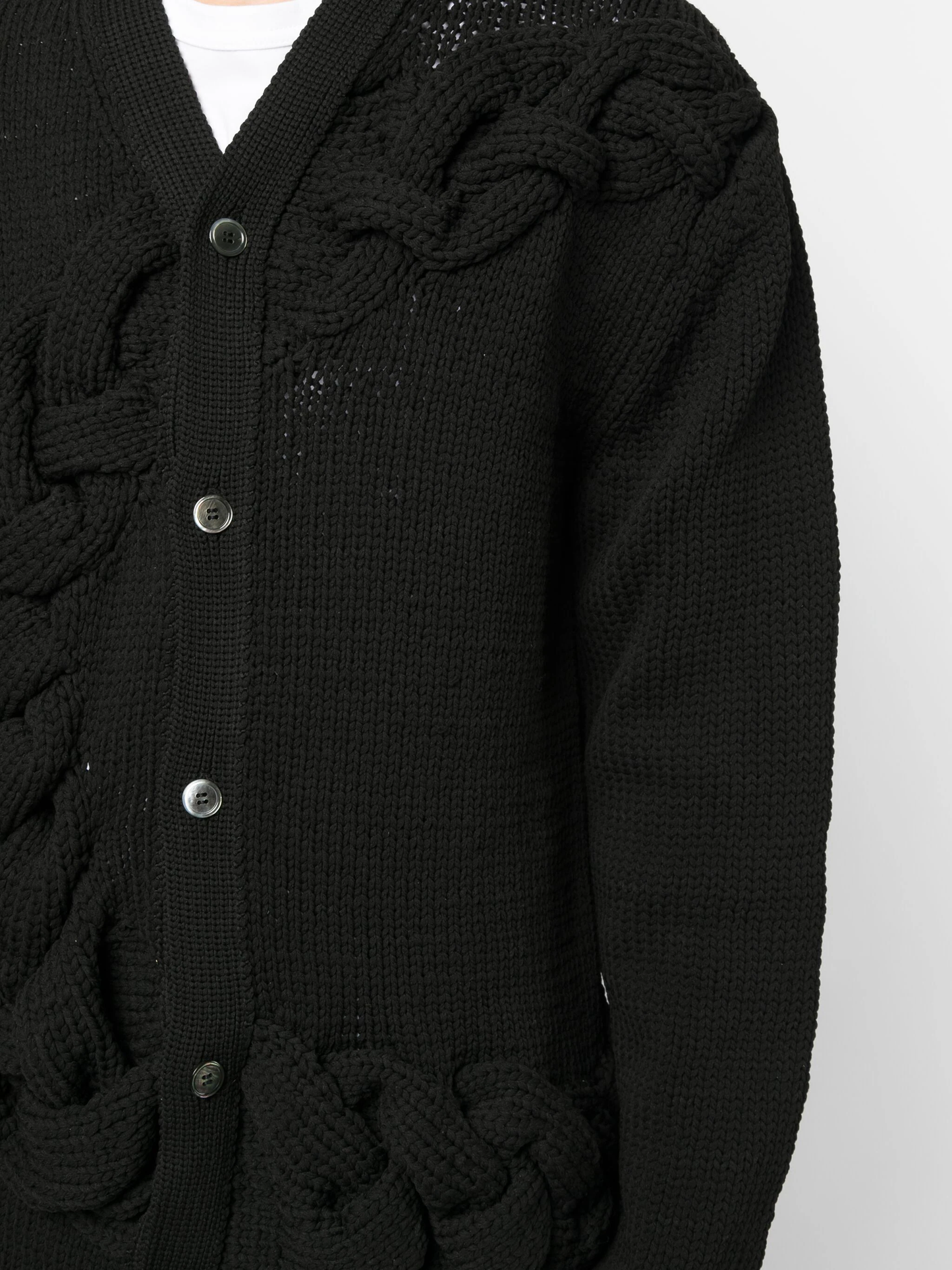 COMME DES GARCONS HOMME PLUS Men Knit-woven Braided Button-up Cardigan