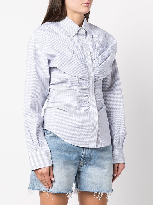 ALEXANDER WANG WOMEN PULLED SHIRT WITH BACK CUMMERBUND