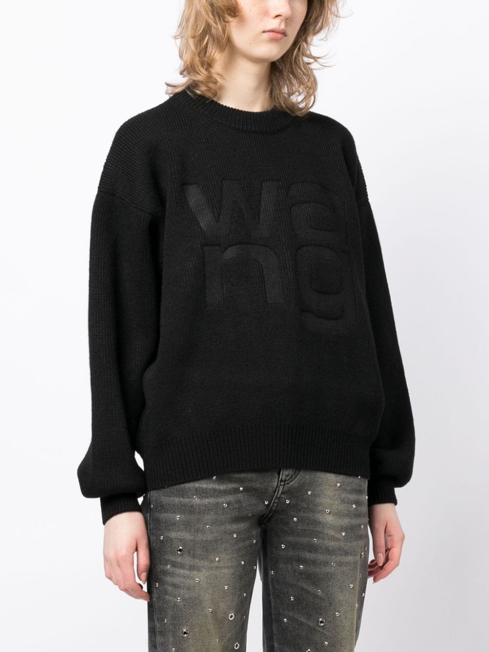 T BY ALEXANDER WANG Debossed Stacked Logo Unisex Pullover