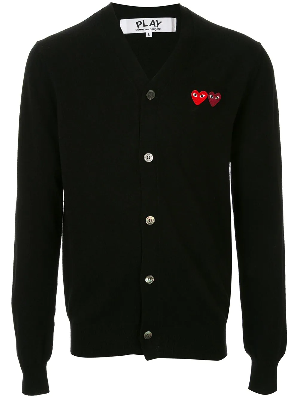 COMME DES GARCONS PLAY Men Small Double Hearts Cardigan