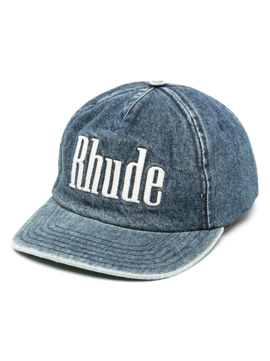 RHUDE Men Washed Denim Logo Cap