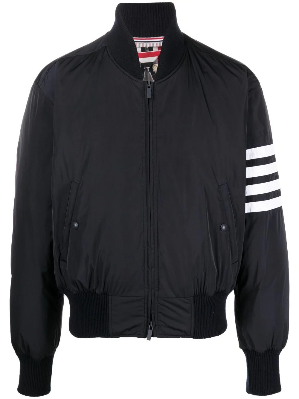 THOM BROWNE Men Striped 4 Bar Zip Bomber Jacket