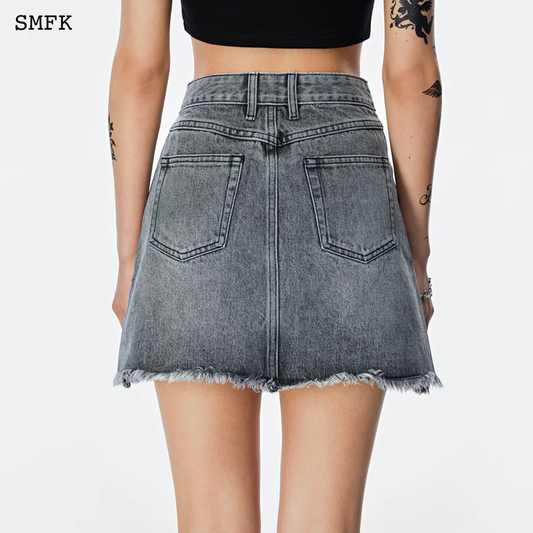 SMFK Women Chao Hand-Painted Denim Skirt