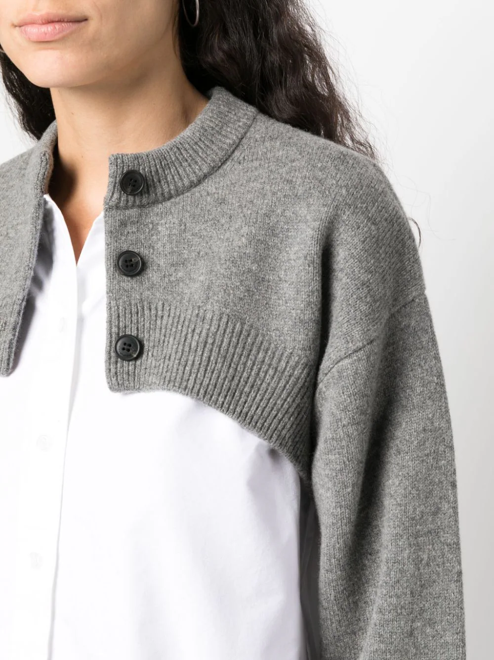 T BY ALEXANDER WANG Women Bilayer Knit Shrug With Oxford Shirting