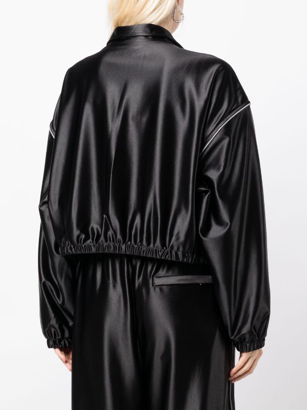 T BY ALEXANDER WANG Women Cropped Track Jacket With Stacked Wang Puff Logo