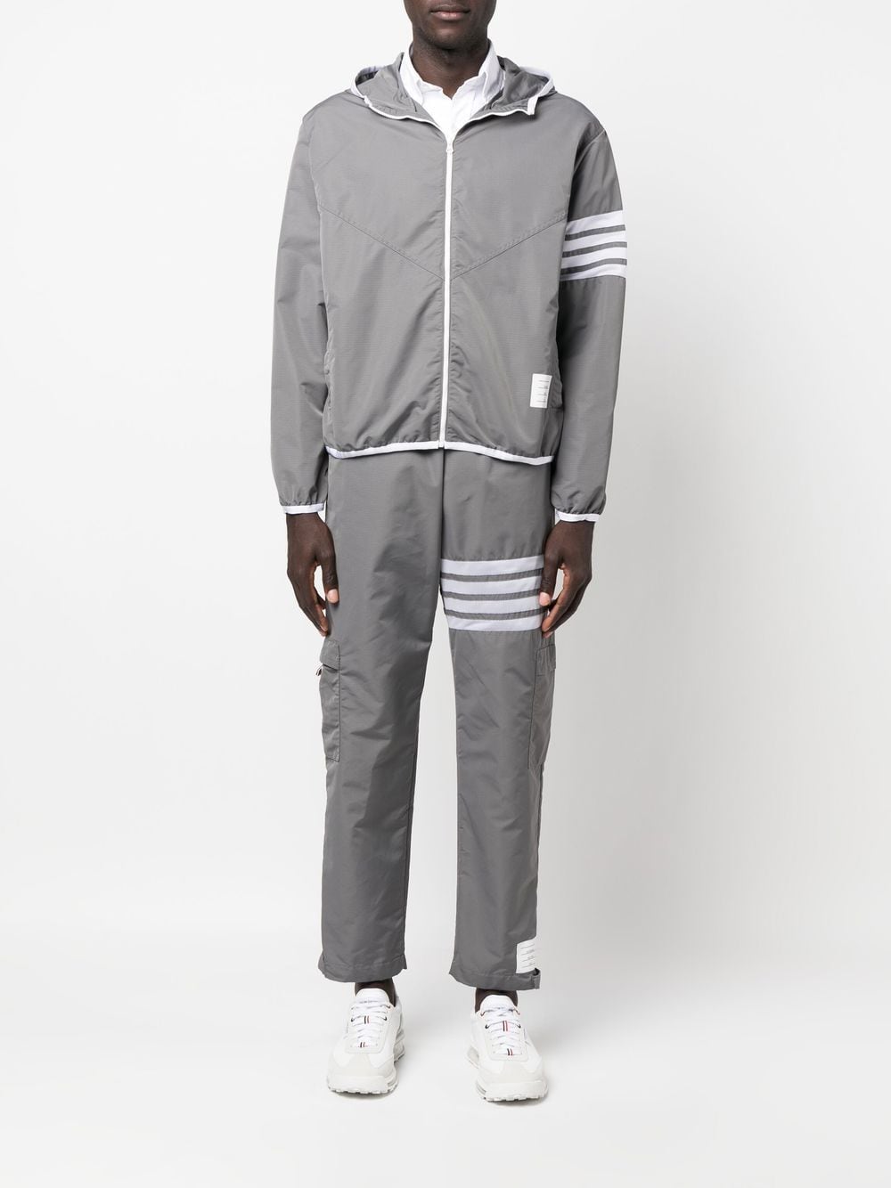 THOM BROWNE Men 4 Bar Packable Zip Up Hoodie