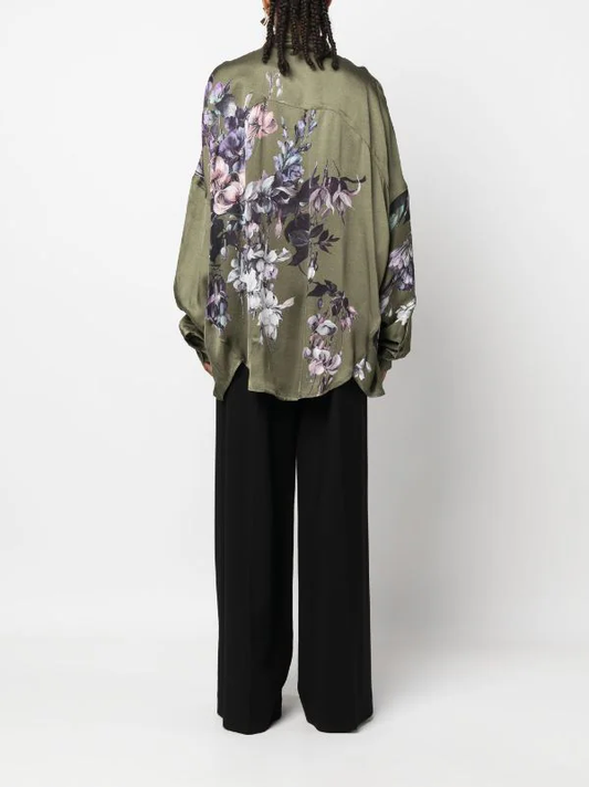 DRIES VAN NOTEN Women Casia Viscose Satin Printed With Hyrangea Bouquets Shirt