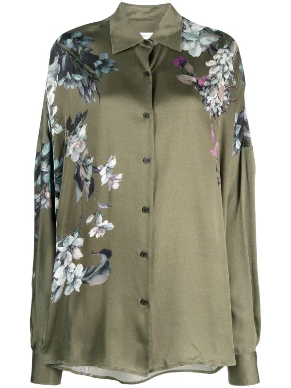 DRIES VAN NOTEN Women Casia Viscose Satin Printed With Hyrangea Bouquets Shirt