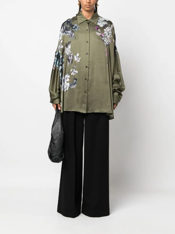 DRIES VAN NOTEN Women Casia Viscose Satin Printed With Hyrangea Bouquets Shirt