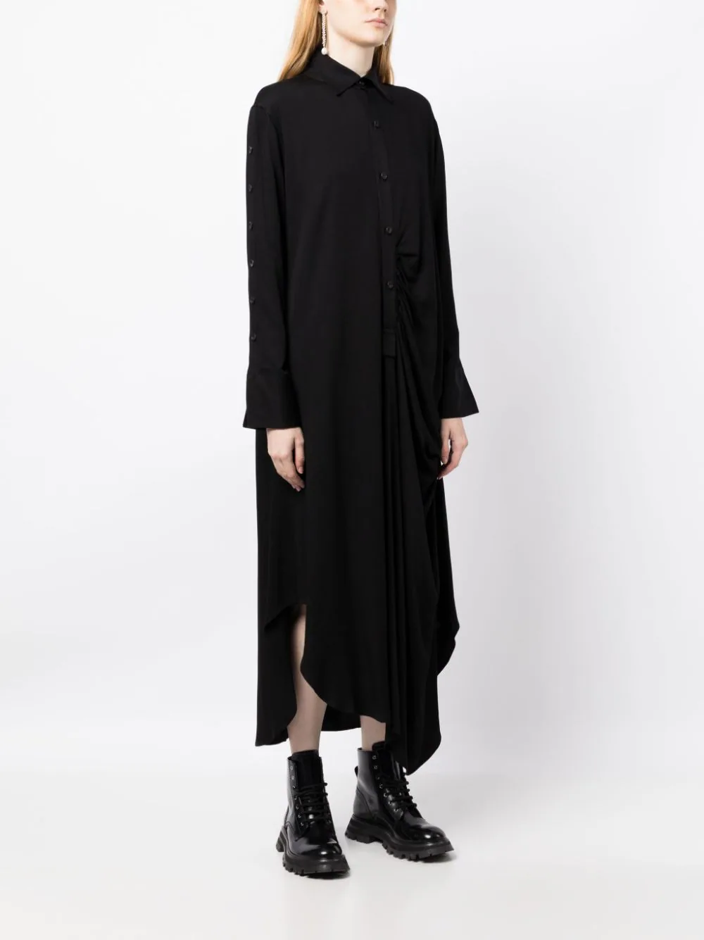 YOHJI YAMAMOTO Women Backside Draped Shirt Dress