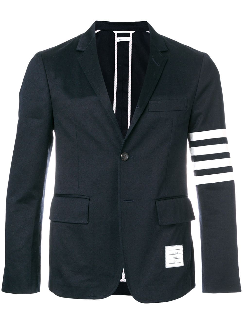 THOM BROWNE Men Unconstructed Classic SB Sport Coat With Seamed In 4 Bar Stripe In Cotton Twill