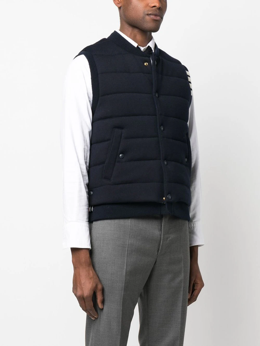 THOM BROWNE Men Reversible Downfill Vest In Merino Wool