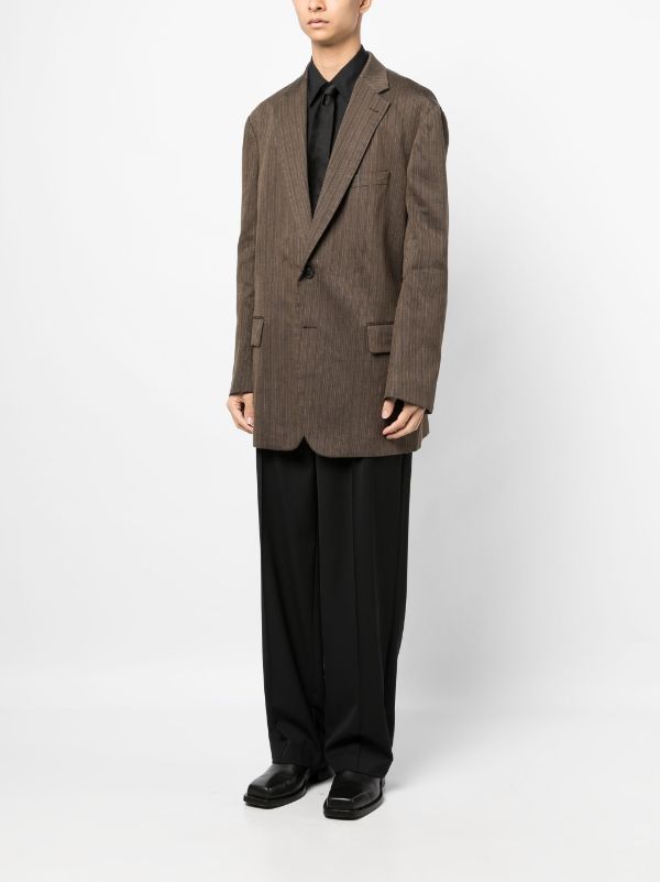 DRIES VAN NOTEN Men Blunt Washed Cotton Linen Polyester Stripe On Herringbone Structure Jacket