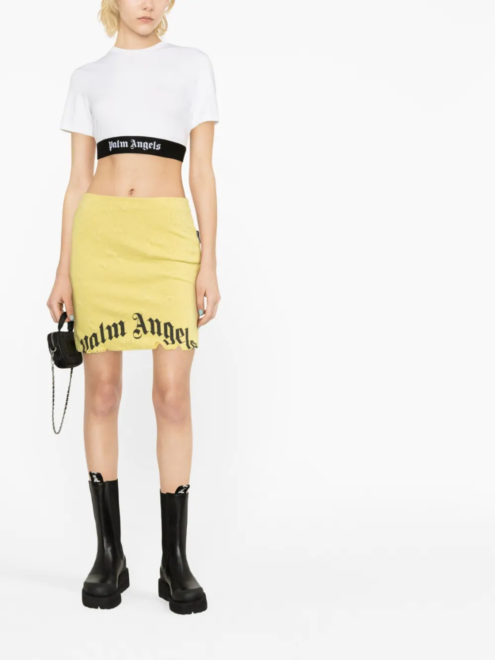 PALM ANGELS WOMEN GD DESTROYED MIDI SKIRT