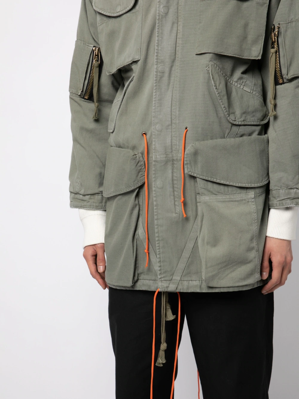 GREG LAUREN Men Mixed Army Fishtail Jacket