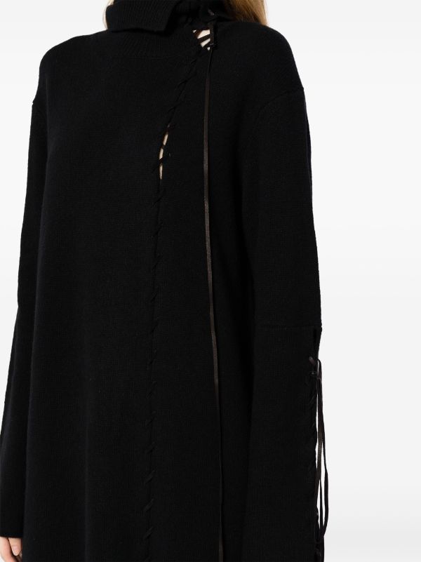 YOHJI YAMAMOTO Women Leather String Turtle Neck Dress