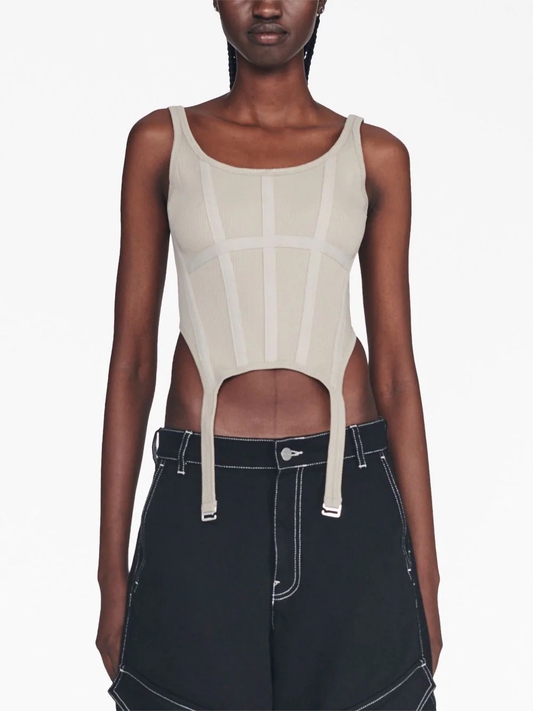 DION LEE Women 4x2 Organic Rib Combat Corset Tank Top