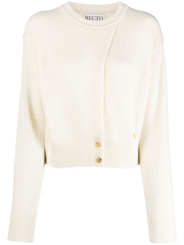 RECTO Women Front Open Detail Wool Knit Cardigan