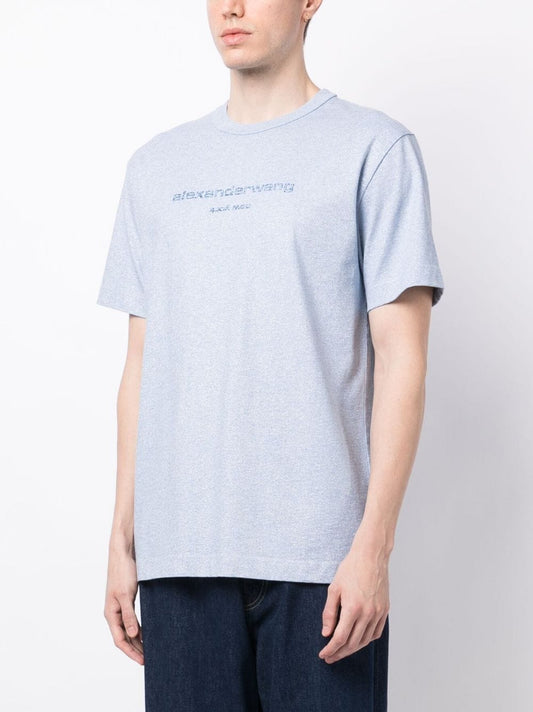 ALEXANDER WANG Women Short Sleeve Glitter Wash & Puff Logo Tee