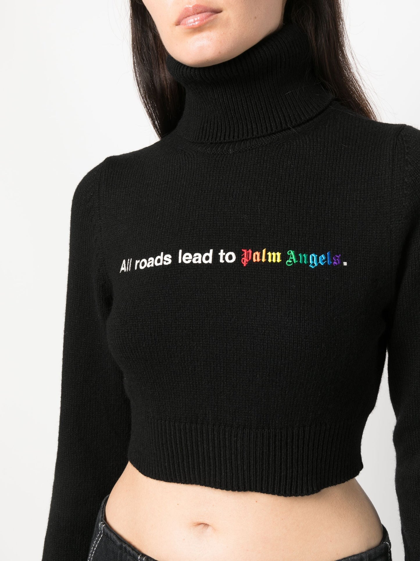 PALM ANGELS Women All Roads Cropped Turtleneck