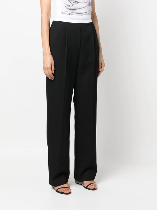 ALEXANDER WANG Women High Waisted Pleated Logo Elastic Trouser