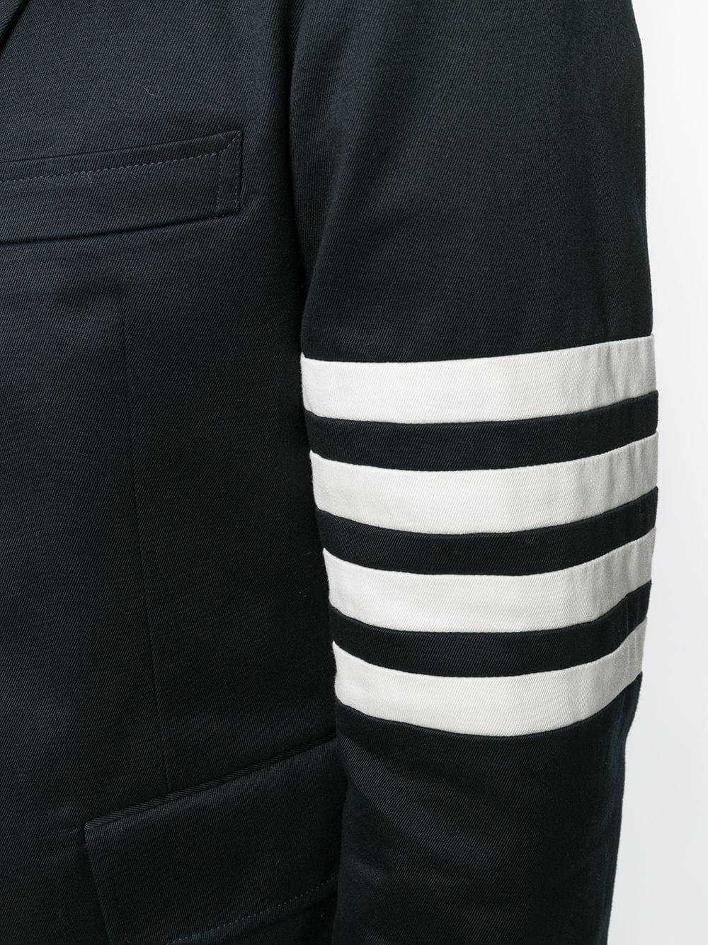 THOM BROWNE Men Unconstructed Classic SB Sport Coat With Seamed In 4 Bar Stripe In Cotton Twill