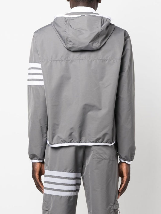 THOM BROWNE Men 4 Bar Packable Zip Up Hoodie