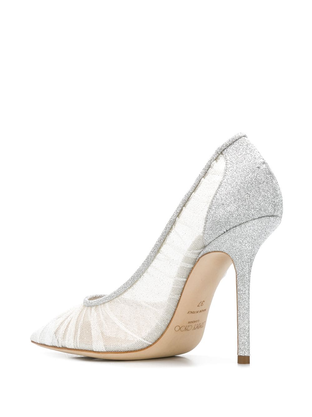 JIMMY CHOO Women Fine Glitter Fabric W/ Glitter Tulle Pumps