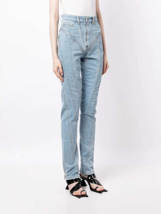 MUGLER Women Denim Stretch Spiral Jeans