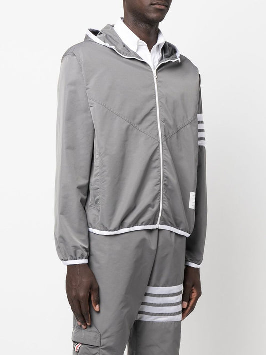 THOM BROWNE Men 4 Bar Packable Zip Up Hoodie