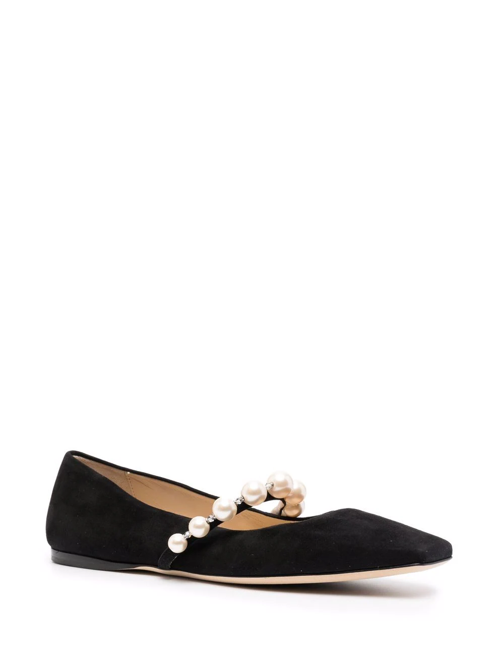 JIMMY CHOO Women Suede W/ Pearls Flat