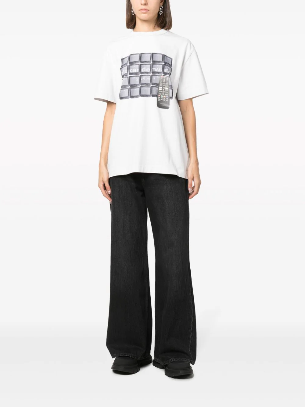 ALEXANDER WANG Women Short Sleeve Tee With Tune In Graphic