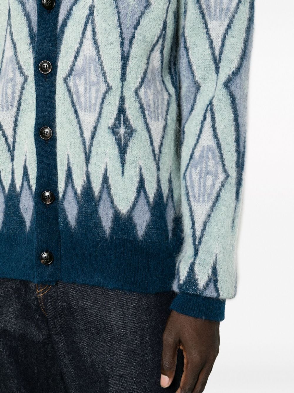 AMIRI Men Argyle Mohair Cardigan