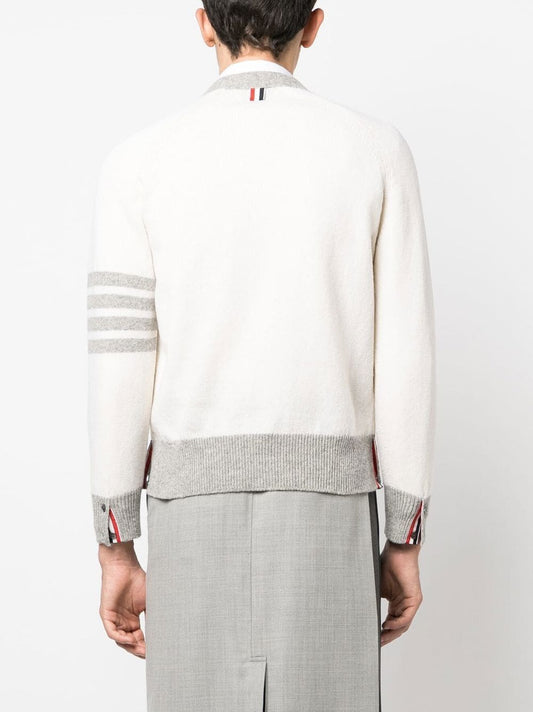 THOM BROWNE Men Jersey Stitch Raglan Sleeve Relaxed V Neck Cardigan