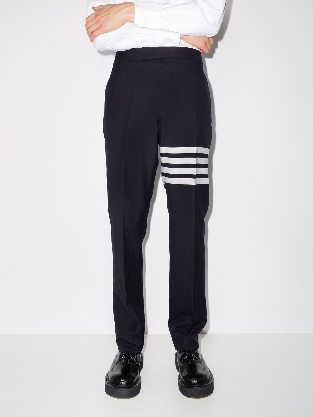 THOM BROWNE MEN CLASSIC BACKSTRAP TROUSER - FIT 1 - W/ 4BAR IN PLAIN WEAVE SUITING