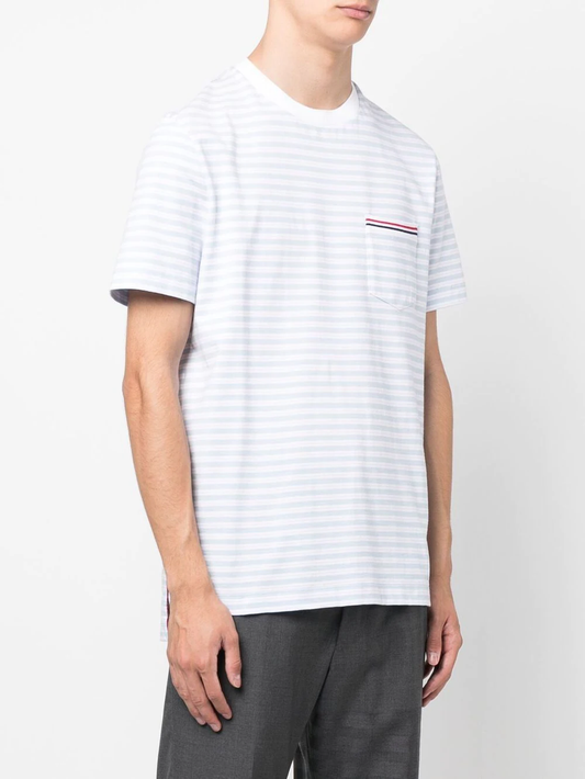 THOM BROWNE Men Narrow Striped Front Pocket T-Shirt