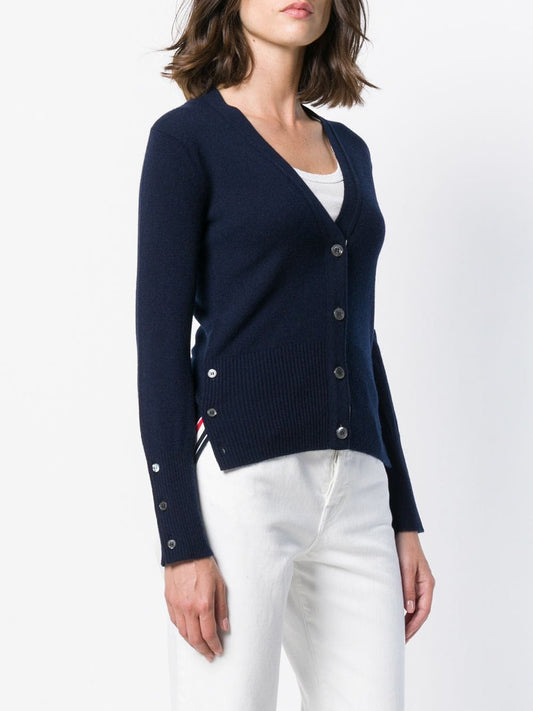 THOM BROWNE Women Classic V-Neck 4 Bar Cardigan