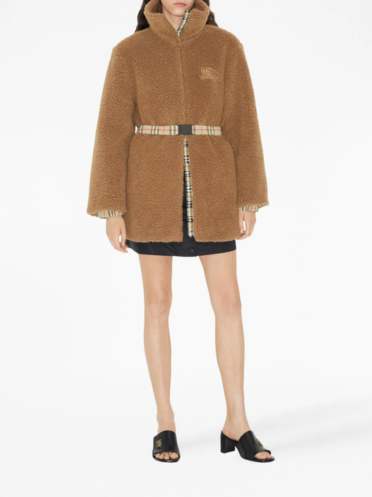 BURBERRY Women Belted Fleece Coat