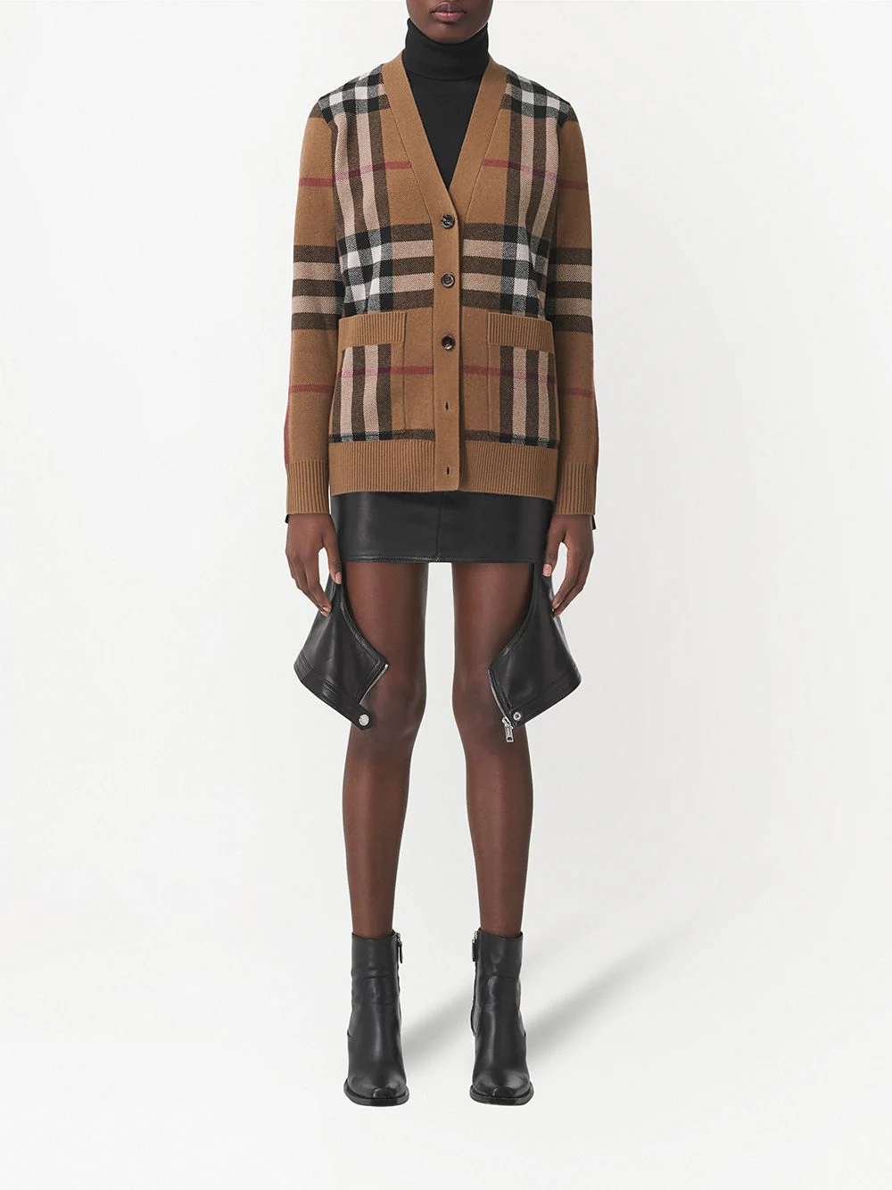 BURBERRY Women Check Wool Cashmere Cardigan