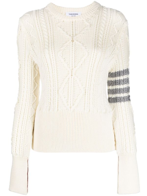 THOM ROWNE Women aran cable classic crew neck pullover