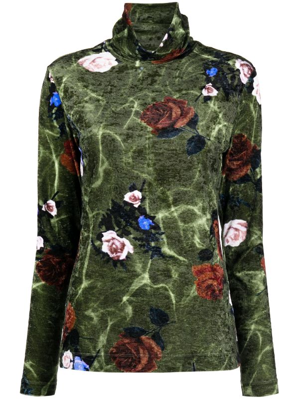 DRIES VAN NOTEN Women Polyester Stretch Velvet Rose Printed Jersey