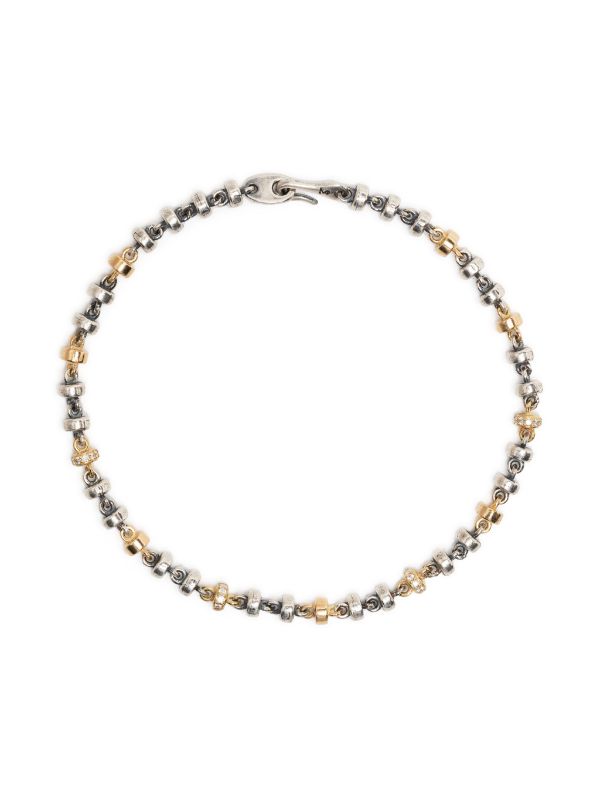 MAOR OMNI 4MM BRACELET IN SILVER AND YELLOW GOLD WITH WHITE DIAMOND DETAIL